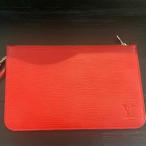 Louis Vuitton red Epi leather neverfull pouch wristlet